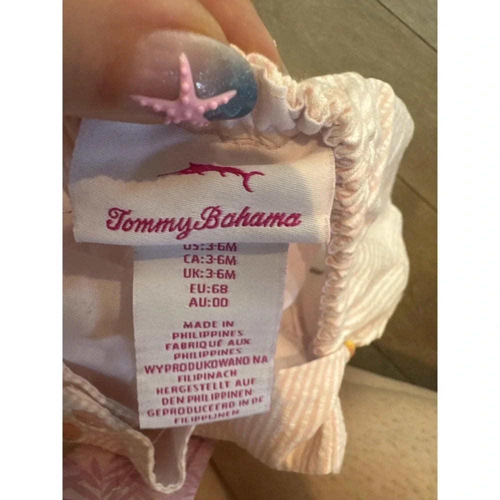 Tommy Bahama Dress Girls 3-6 Months Pink Stripe Rope Strap Lined Sundress Summer